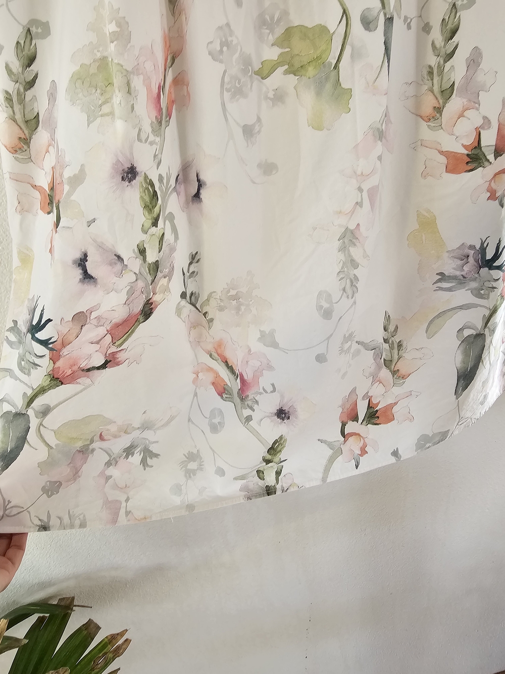 H&M Sz L Floral Print Off the Shoulder Puff-Sleeve Smocked Poplin Midi Dress - Picture 7 of 14